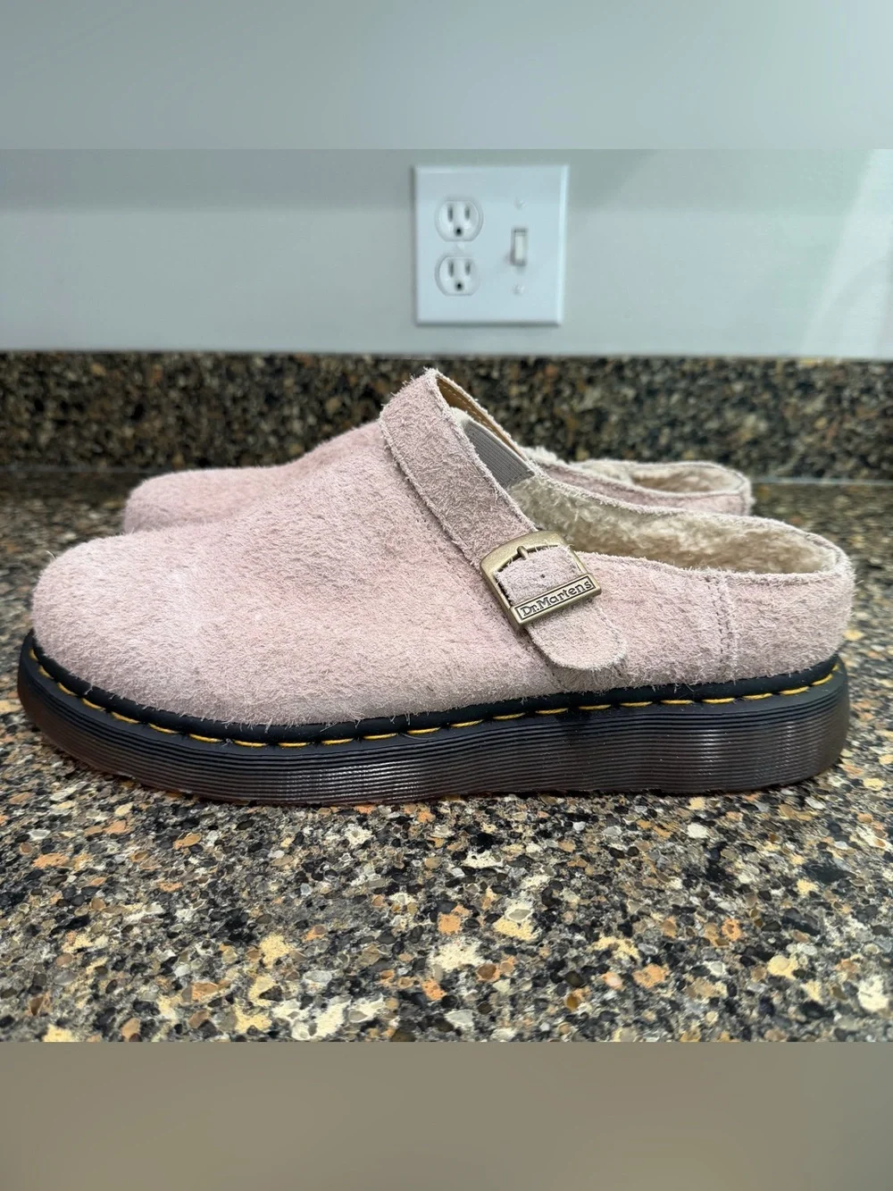 Dr. Martens mens isham Suede Slip-On Clog 12